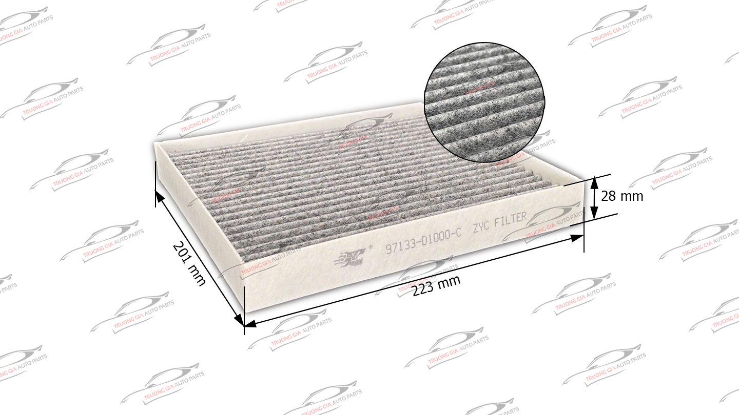 Lọc điều hòa than hoạt tính Hyundai Accent, Kona, Tucson, Venue - KIA Sonet, Carens 2023~ (Mã: 97133-D1000-C)