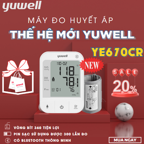 Ra mắt sản phẩm HUYẾT ÁP GIỌNG NÓI THẾ HỆ MỚI YUWELL YE670CR - có BLUETOOTH - quản lý chỉ số sức khỏe qua App