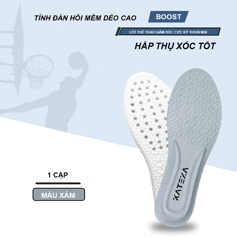 Lót giày thể thao siêu mềm đàn hồi cao khử mùi thoáng khí hút mồ hôi giảm xóc thiết kế độc quyên KATEZA L02