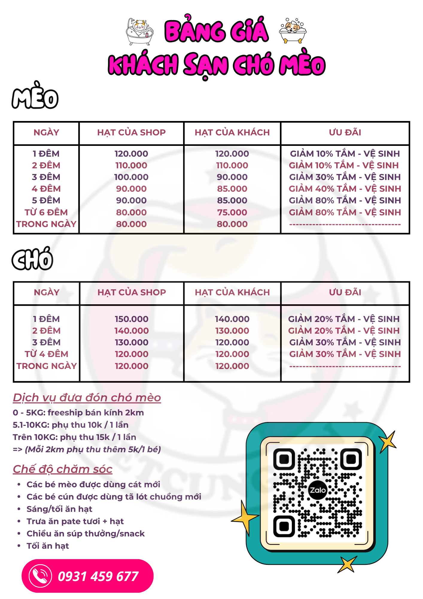 Giới thiệu dịch vụ khách sạn, giữ chó mèo tại Pet Cưng 