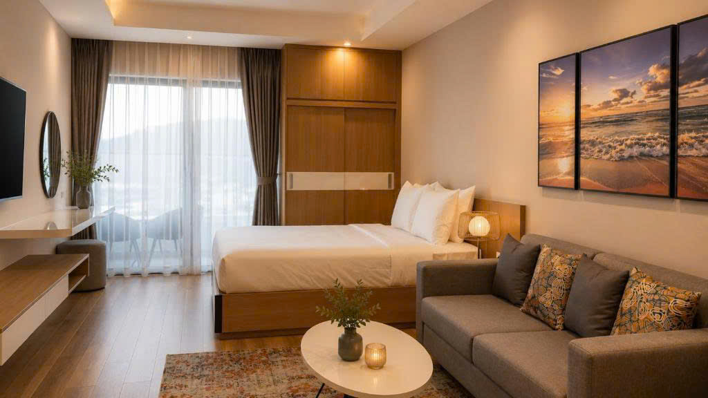 voucher khach san quy nhon cho gia dinh hang phong 2 bedrooms seafront cao cap tms