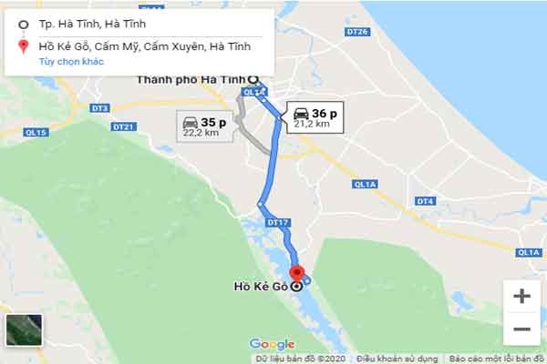 Tham khảo bản đồ gợi ý đường đến hồ Kẻ Gỗ (Ảnh: Sưu tầm)
