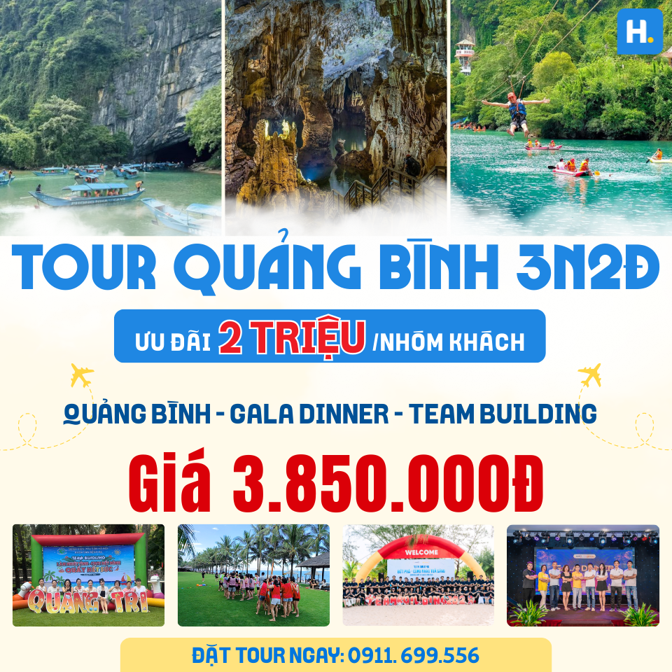 TOUR QUẢNG BÌNH 3N2Đ: Biển Nhật Lệ - Phong Nha Kẻ Bàng - Mộ Bác Giáp