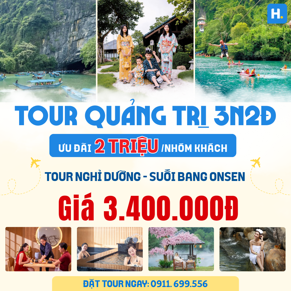 TOUR NGHỈ DƯỠNG QUẢNG BÌNH 3N2Đ: ĐỘNG THIÊN ĐƯỜNG - SUỐI BANG ON SEN - TEAM BUILDING