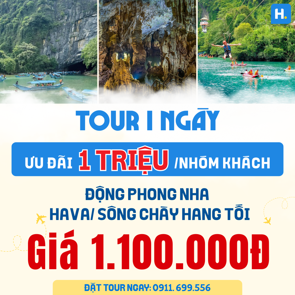 TOUR TRONG NGÀY : Động Phong Nha - Thung Lũng Hava