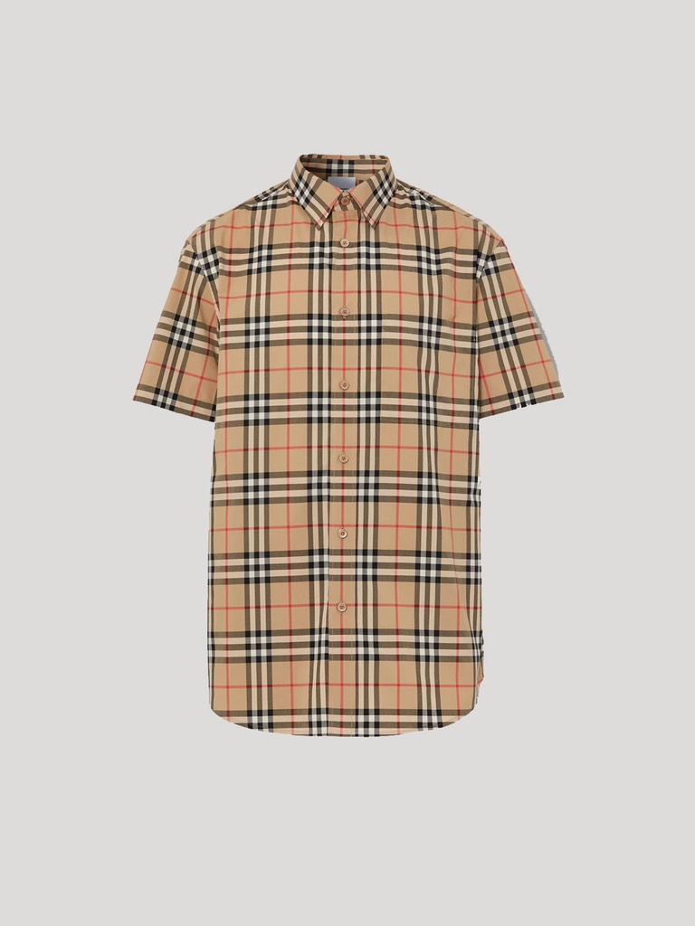 Burberry Short Sleeve Logo Appliqué Vintage Check Shirt | HOGO YANG STORE