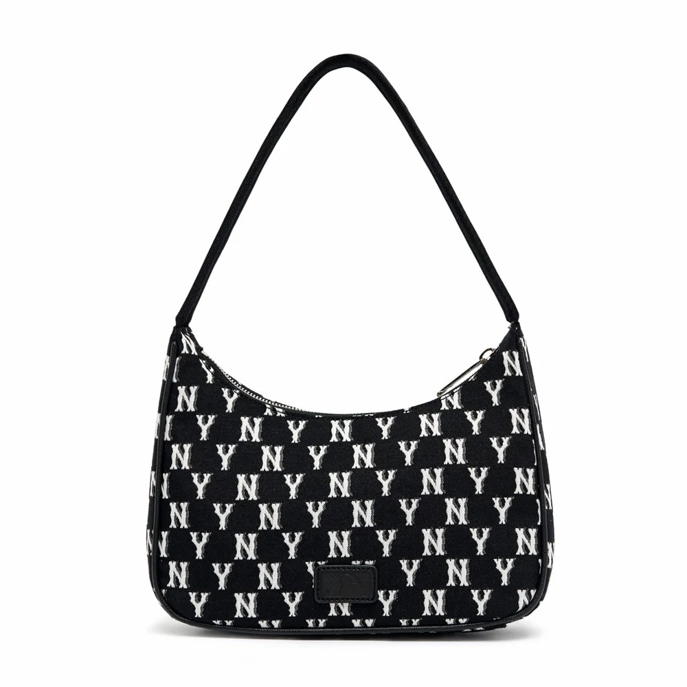 Túi MLB Classic Monogram Embossed Hobo Bag New York Yankees Black