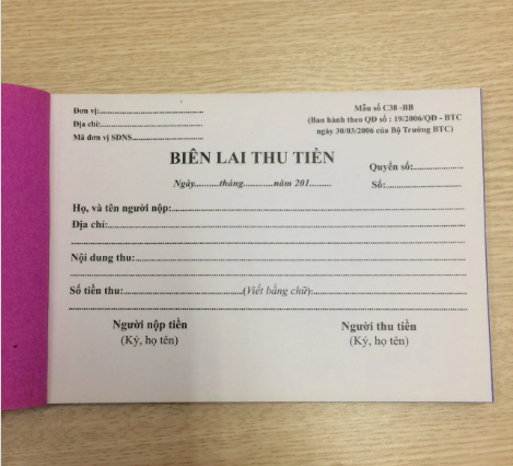 BIÊN LAI THU TIỀN 3 LIÊN (quyển)