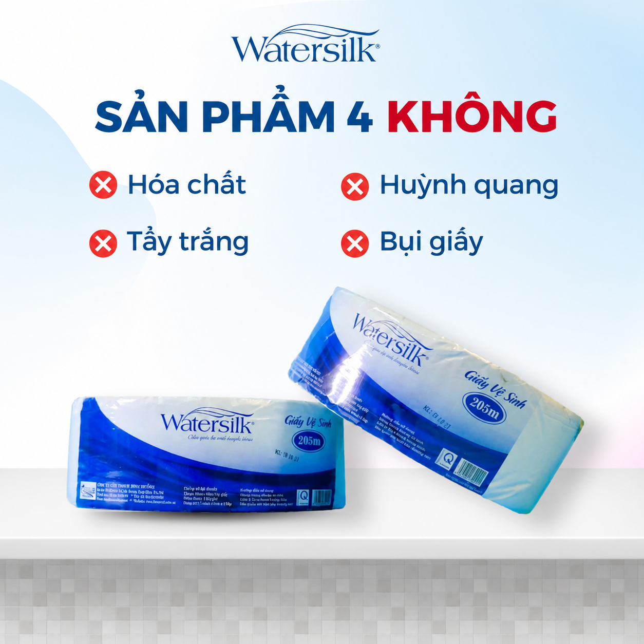 GIẤY VỆ SINH WATERSILK CUỘN 630G - 205M (CUỘN)