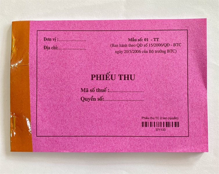 PHIẾU THU 2 LIÊN (quyển)