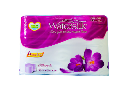 GIẤY VỆ SINH WATERSILK 3 LỚP 6 CUỘN KHÔNG LÕI (XÁCH)