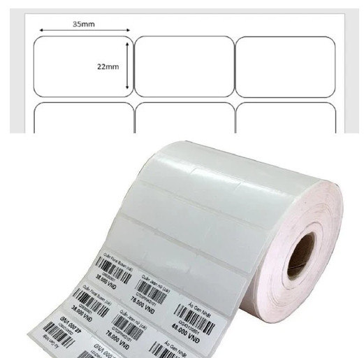 GIẤY IN MÃ VẠCH 3 TEM 35X22MM (CUỘN)