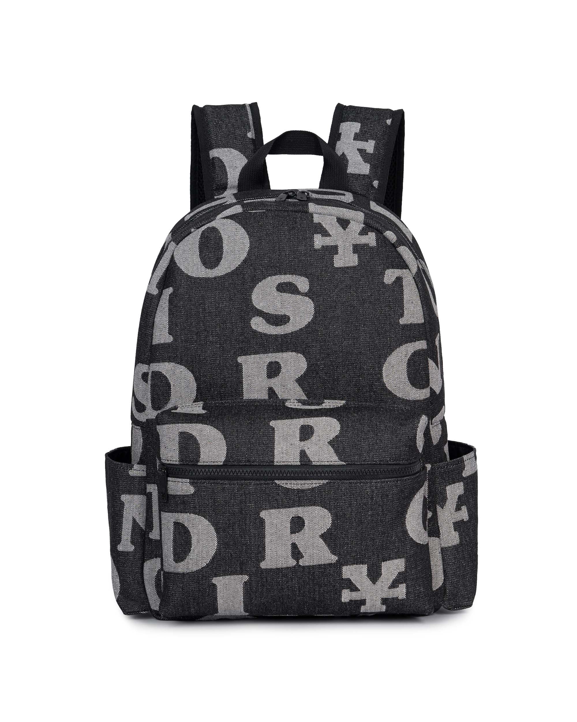 Letters Monogram Denim Backpack - Black