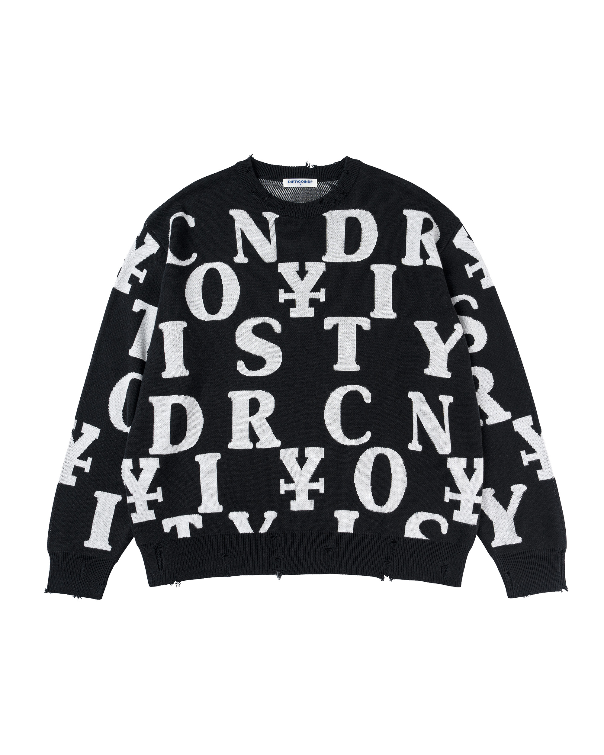 Letters Monogram Knit Sweater - Black