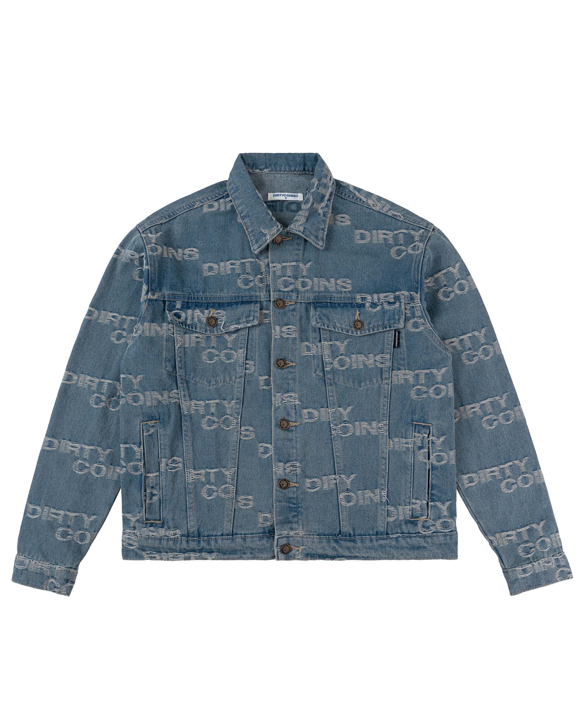 Frayed Logos Denim Jacket - Blue Wash