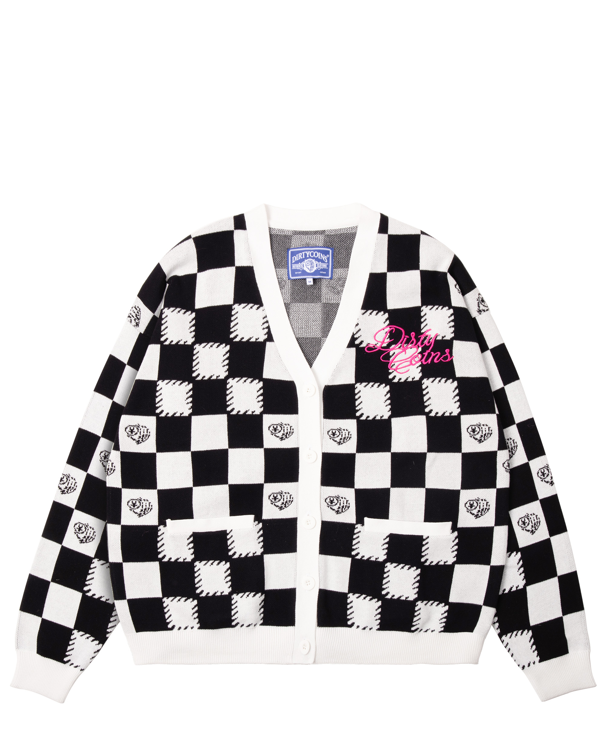 DirtyCoins Checkerboard Knit Cardigan