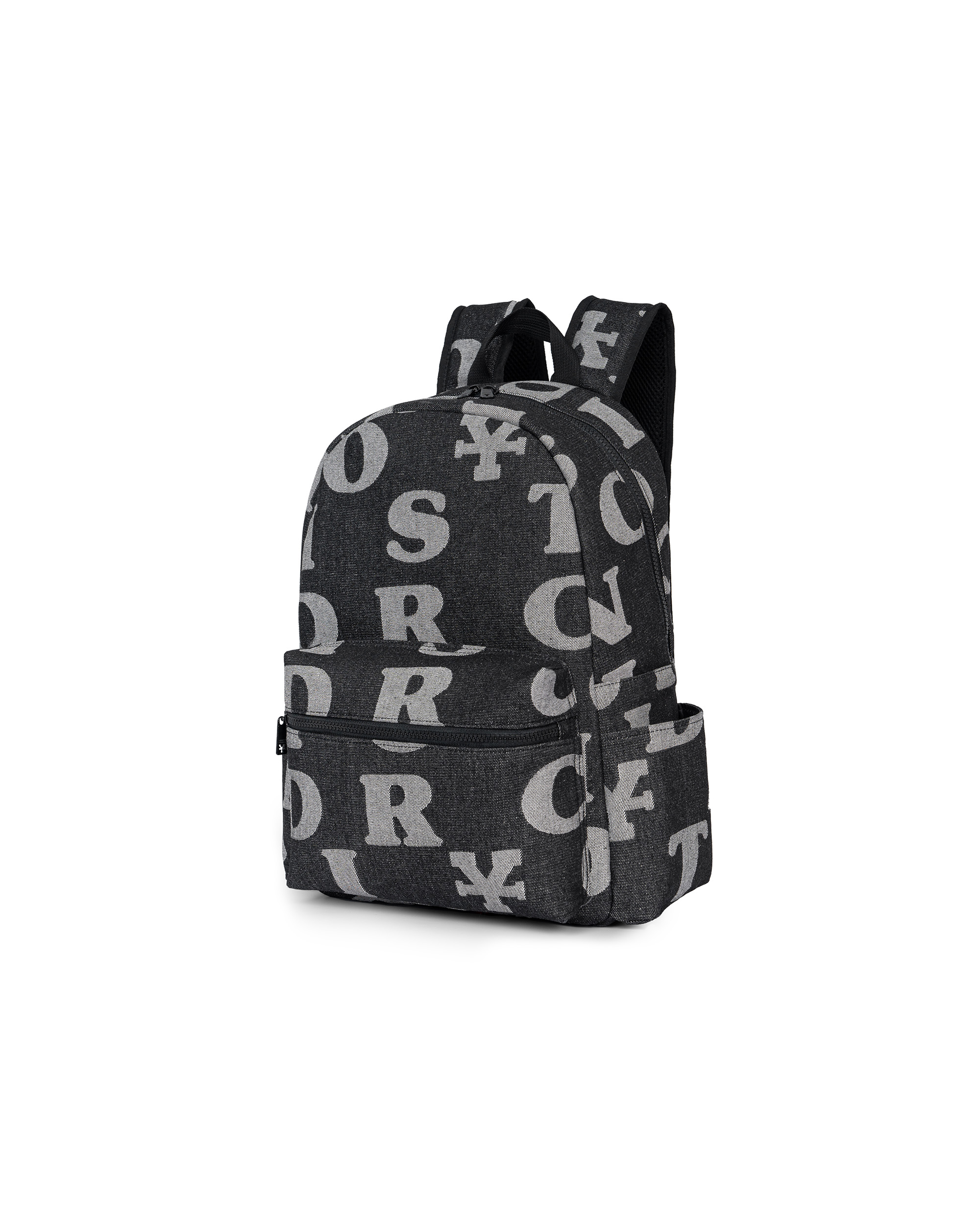 Letters Monogram Denim Backpack - Black - DirtyCoins