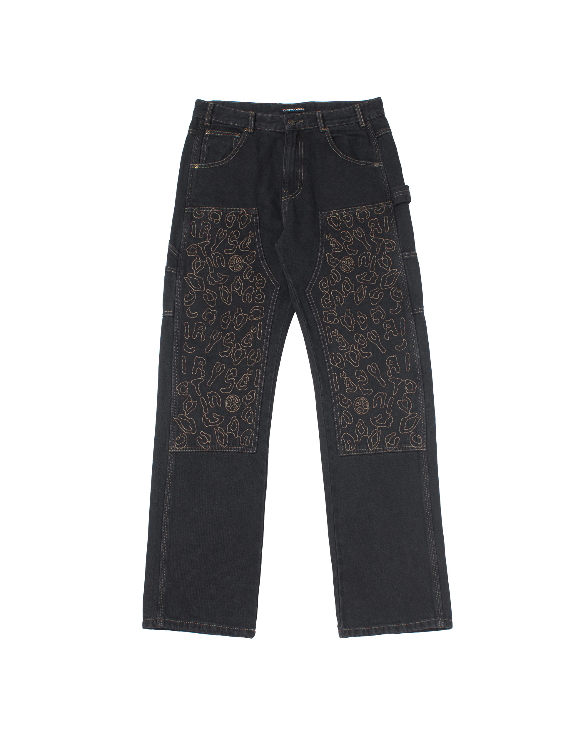 Two Tone Denim Pants - Black