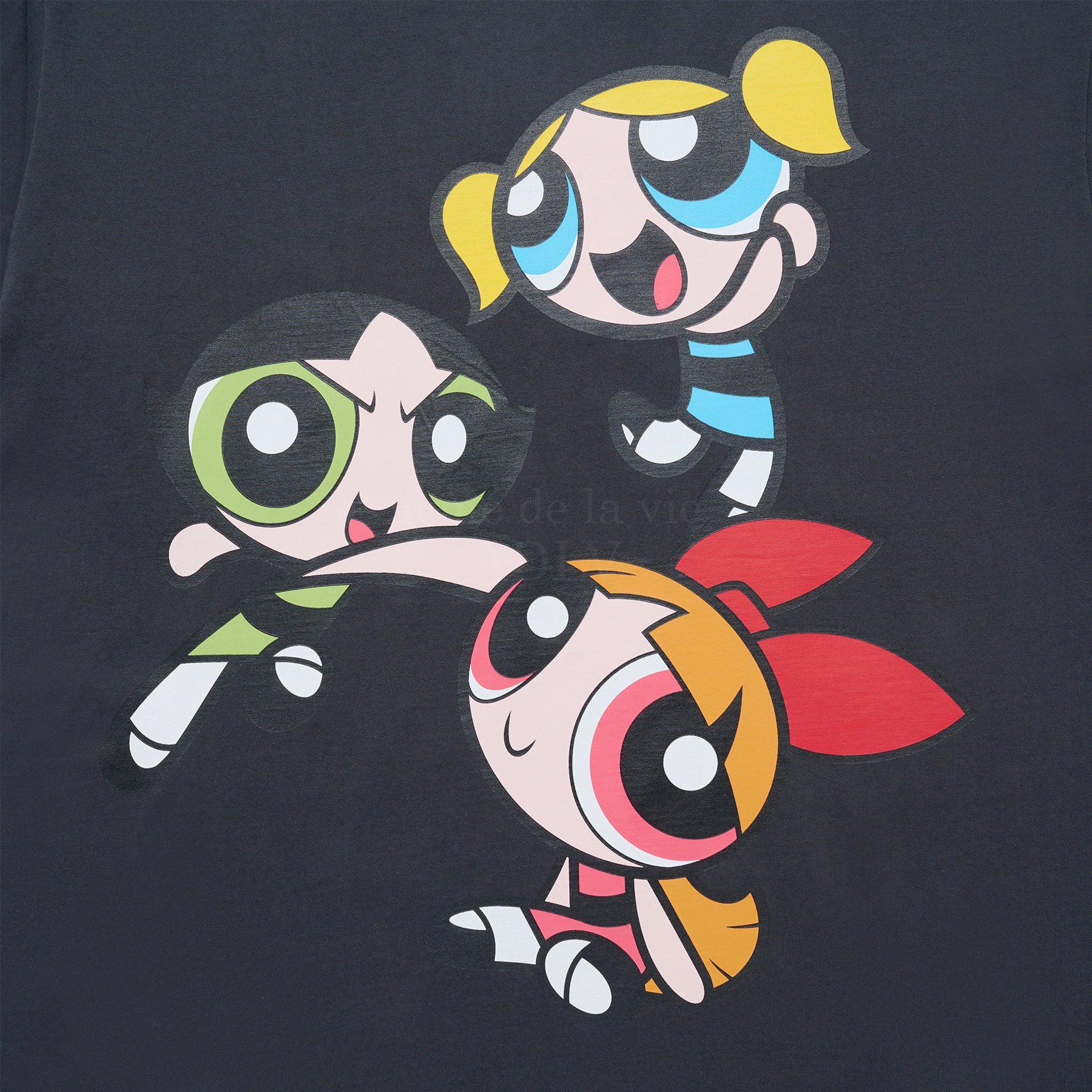 1036 -  Áo ADLV The Powerpuff Girls X Acmedelavie Big Printing Artwork - Đen Chì - Code ADLV 24SS SSBAPG CHA [HÀNG CHÍNH HÃNG]