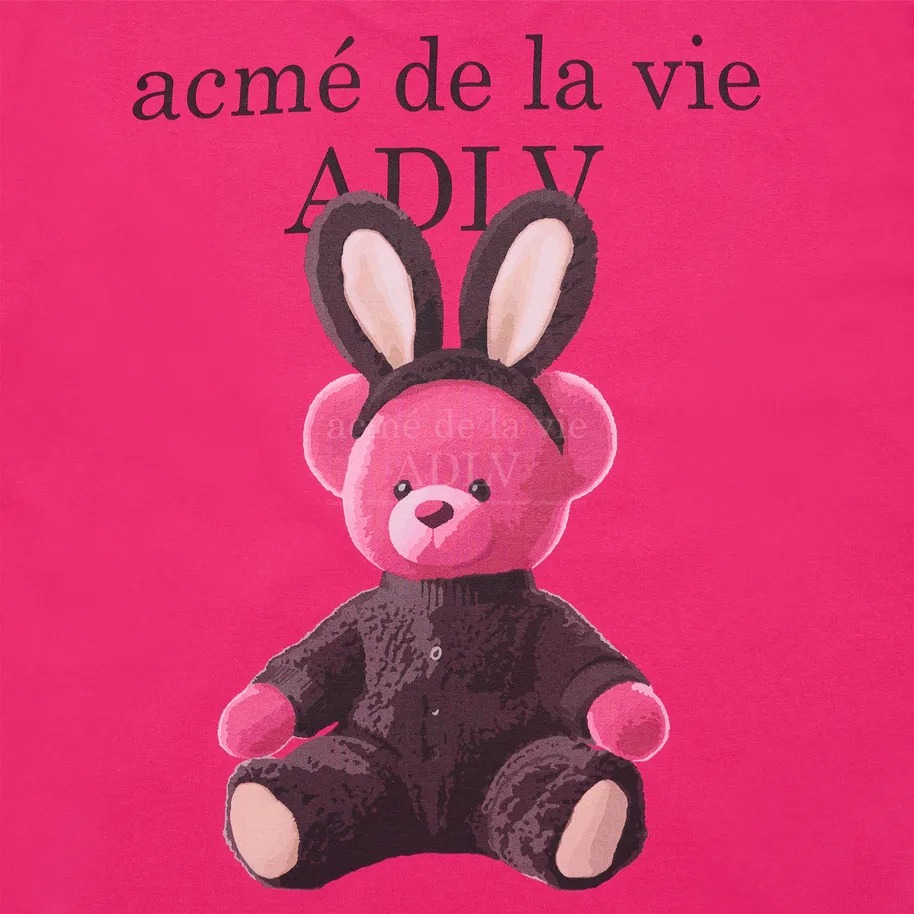 2192 - Áo ADLV Fuzzy Font Rabbit Bear Doll Hồng Acmé de la vie ADLV-24SS-SSLRBR-PNK [HÀNG CHÍNH HÃNG]