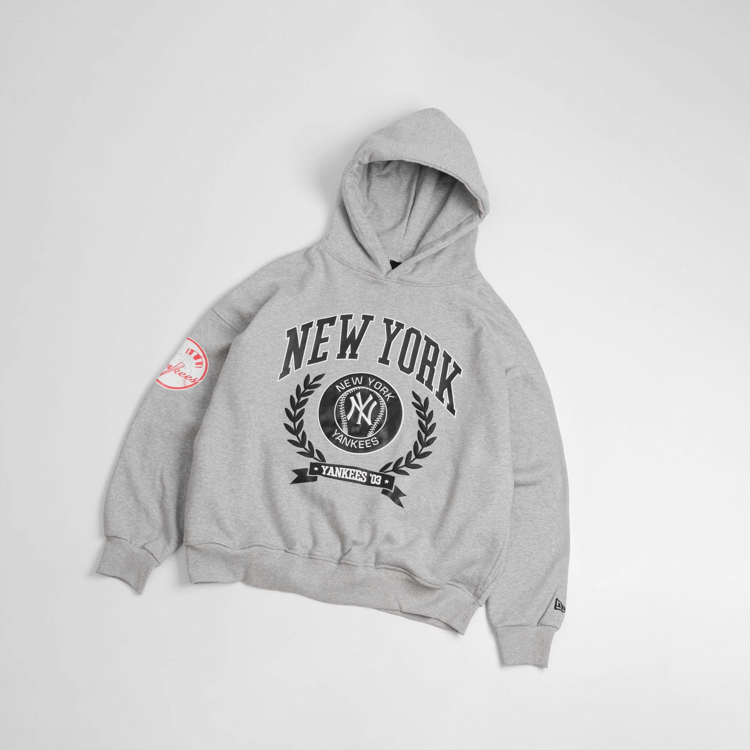 2017 - Áo Hoodie New Era NY New York Yankess Laurel Xám Trắng [HÀNG CHÍNH HÃNG]