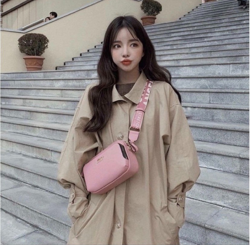 604 -  Túi Đeo Chéo Stretch Angels Logo Shoulder Bag A-23N-SWCR0013N-PKS Màu Hồng [HÀNG CHÍNH HÃNG]