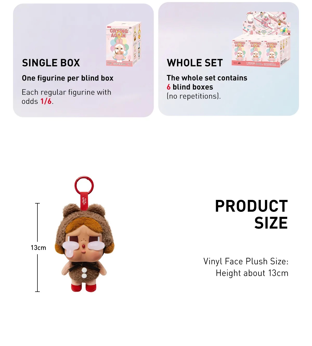 1169  - Crybaby Crying Again Set 6 Box - Mô Hình Gấu Bông Art Toy POP MART CRYBABY Crying Again Series-Vinyl Face Plush [HÀNG CHÍNH HÃNG]
