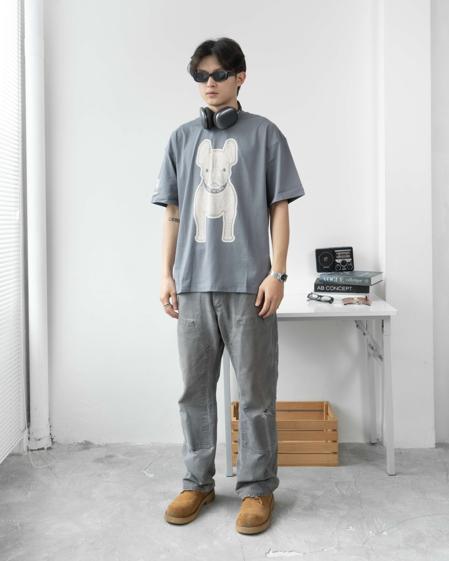 1731 -  Áo Life Work Grey Silk Radok Short Sleeve T-Shirt LW235TS982 [HÀNG CHÍNH HÃNG]