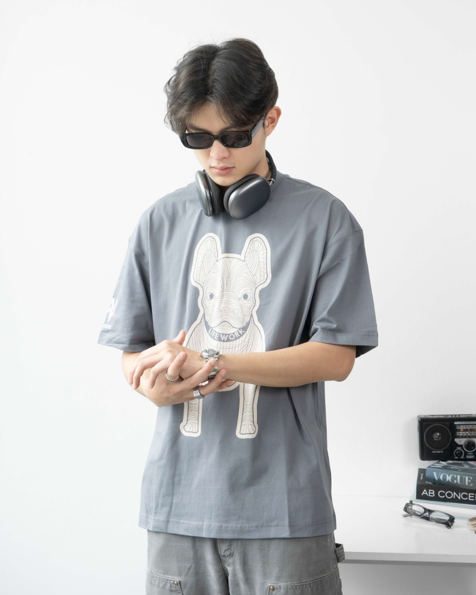 1731 -  Áo Life Work Grey Silk Radok Short Sleeve T-Shirt LW235TS982 [HÀNG CHÍNH HÃNG]