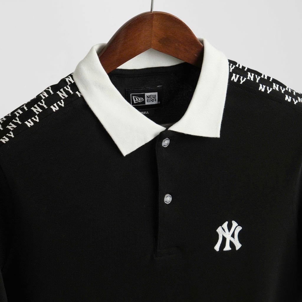 2198 - Áo Polo New Era NY Mono Logo Vai Đen [HÀNG CHÍNH HÃNG]