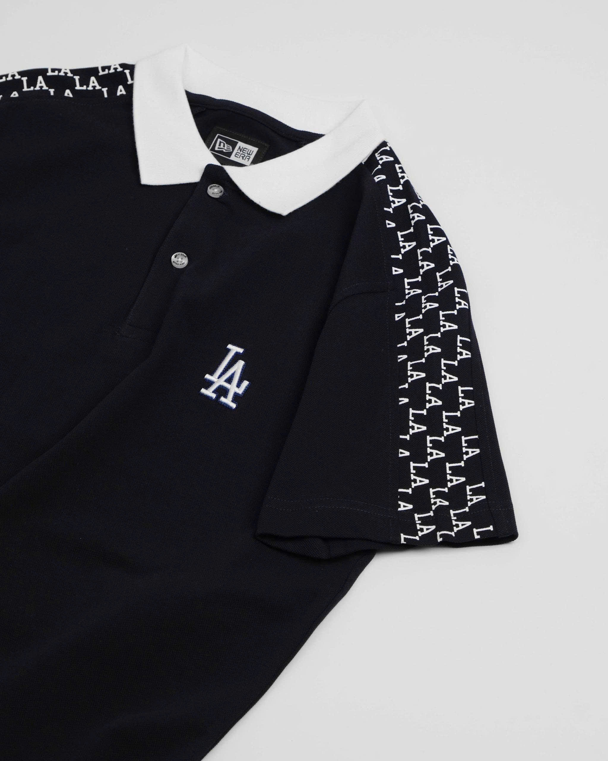 2213 - Áo Polo New Era LA Mono Logo Vai Xanh Navy [HÀNG CHÍNH HÃNG]