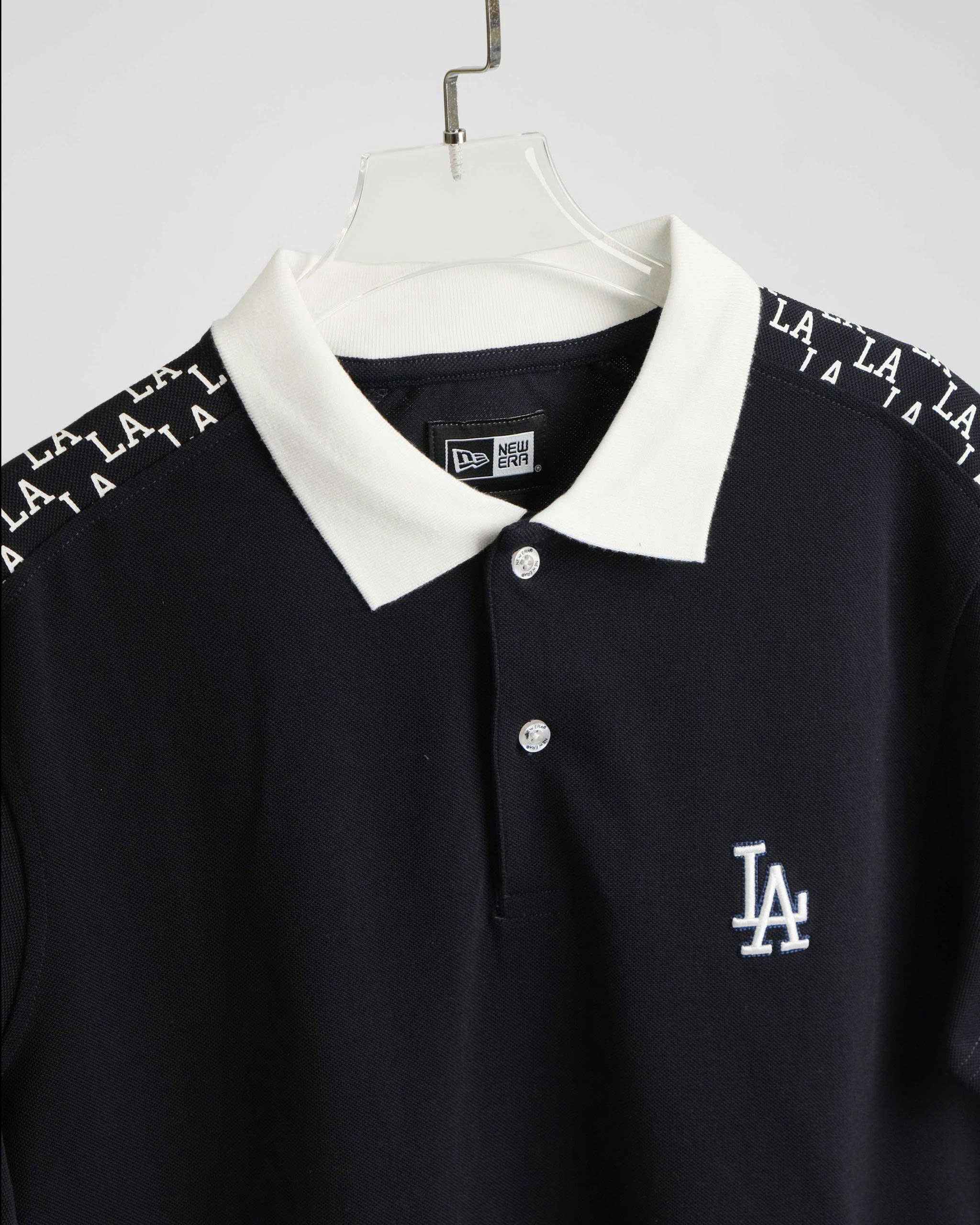 2213 - Áo Polo New Era LA Mono Logo Vai Xanh Navy [HÀNG CHÍNH HÃNG]