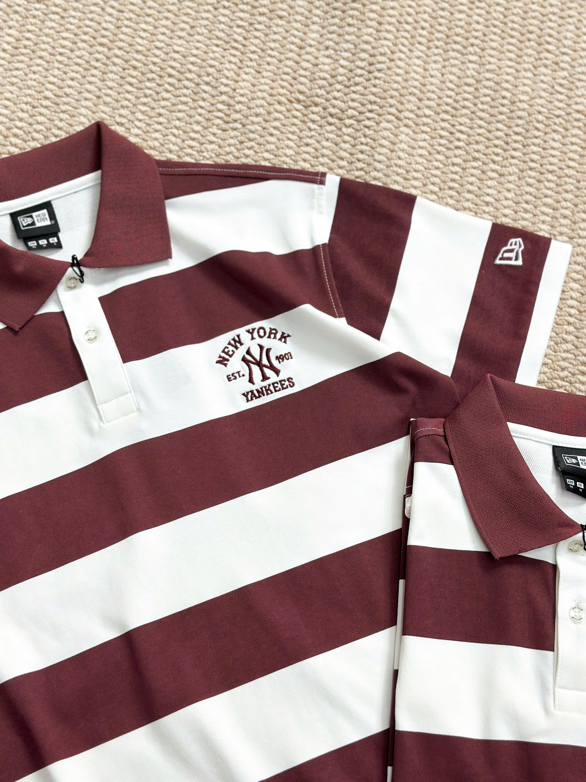 2232 - Áo Polo New Era NY Chìm Đỏ Sọc Trắng [HÀNG CHÍNH HÃNG]