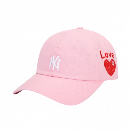 436 -  Nón MLB Unstructured Ball cap - Hồng - Ny Trắng Love Tim Đỏ [HÀNG CHÍNH HÃNG]
