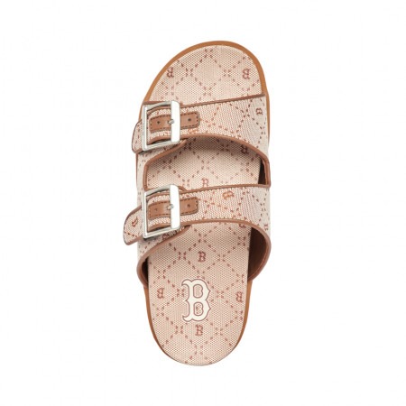 990 -  Dép MLB Double Slides Dia Mono Boston Redsox Biege - Code 3ALPCTM33 43BGS [HÀNG CHÍNH HÃNG]