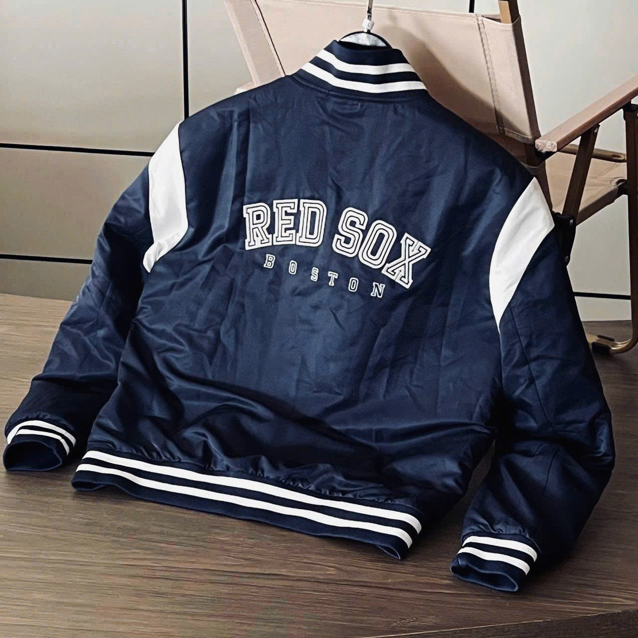 1986 - Áo Bomber New Era Boston Rex Sox Xanh Navy Sọc Trắng [HÀNG CHÍNH HÃNG]