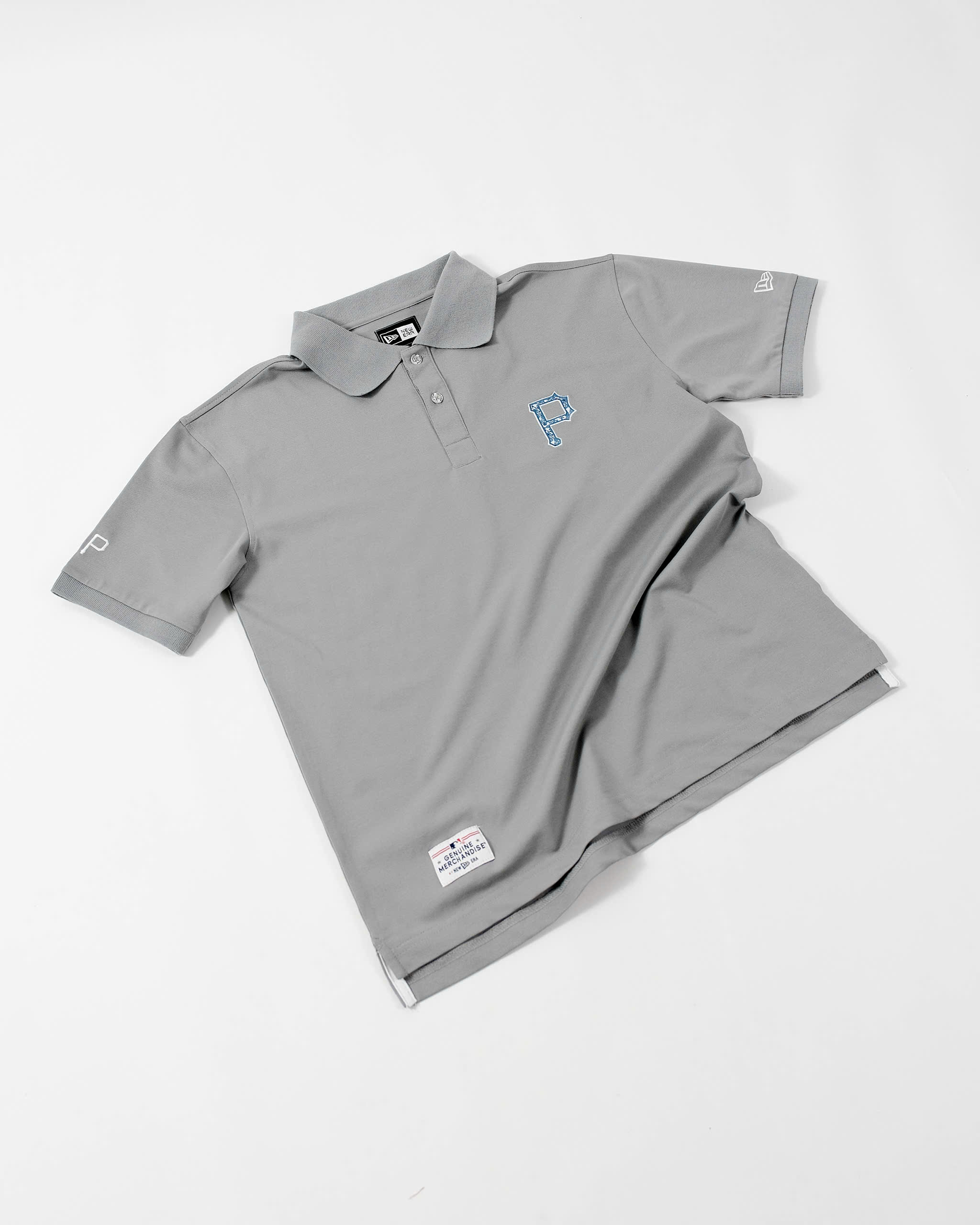 2166 - Áo Polo New Era Pennant Big P Xám [HÀNG CHÍNH HÃNG]