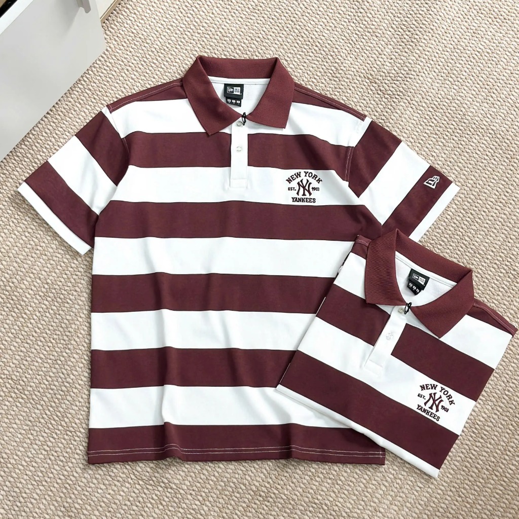 2232 - Áo Polo New Era NY Chìm Đỏ Sọc Trắng [HÀNG CHÍNH HÃNG]
