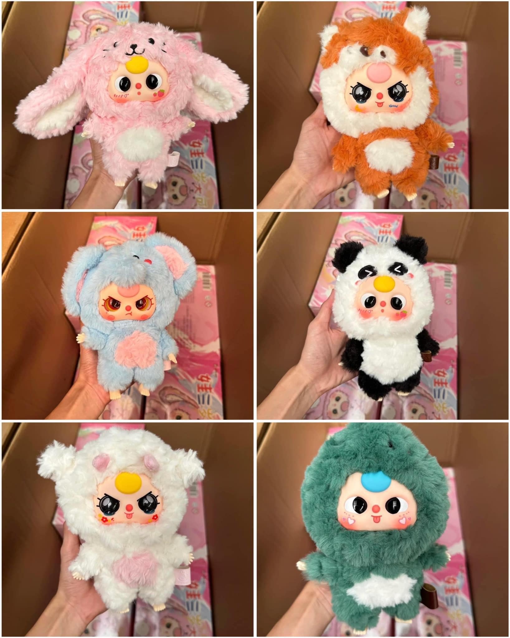 1172  - Baby Three V3 Set 6 bé - Baby Three V3 Animal Party Big Cute Plush Series Art Toy [CHÍNH HÃNG]