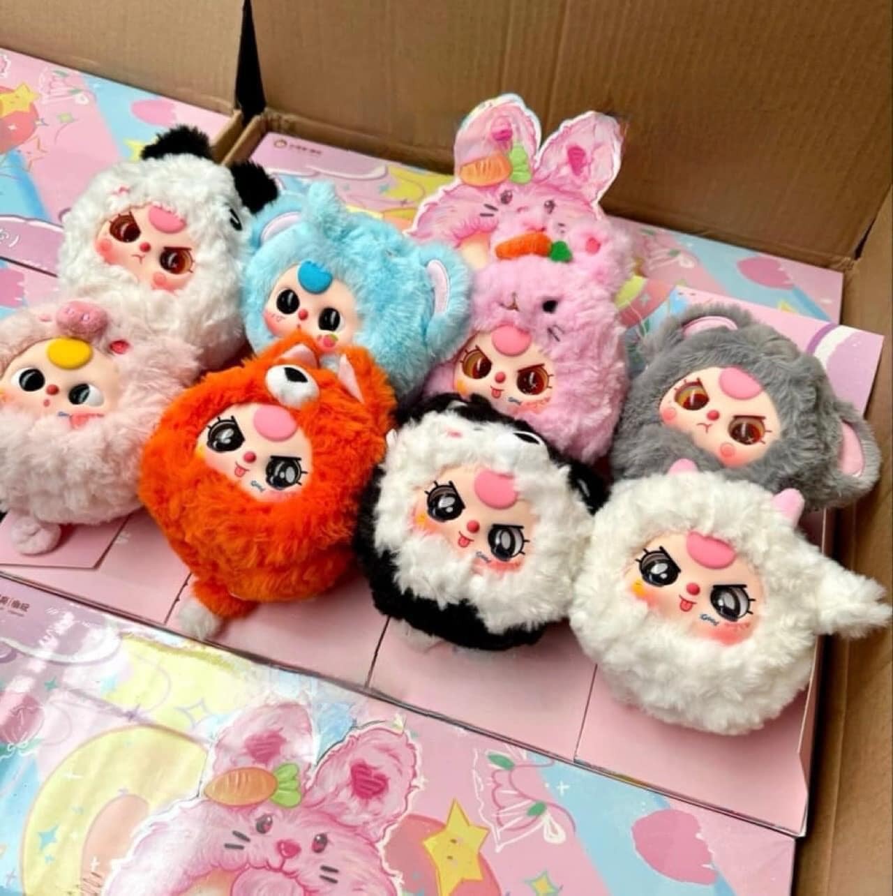 1129  - Baby Three Zipper Set 8 bé - Baby Three V3 Animal Party Big Cute Plush Series Art Toy [CHÍNH HÃNG]