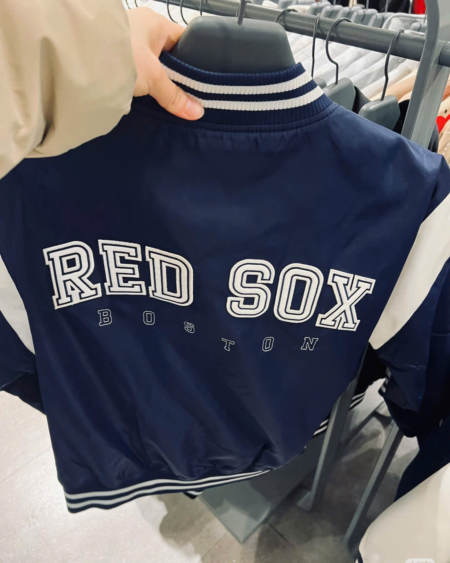 1986 - Áo Bomber New Era Boston Rex Sox Xanh Navy Sọc Trắng [HÀNG CHÍNH HÃNG]