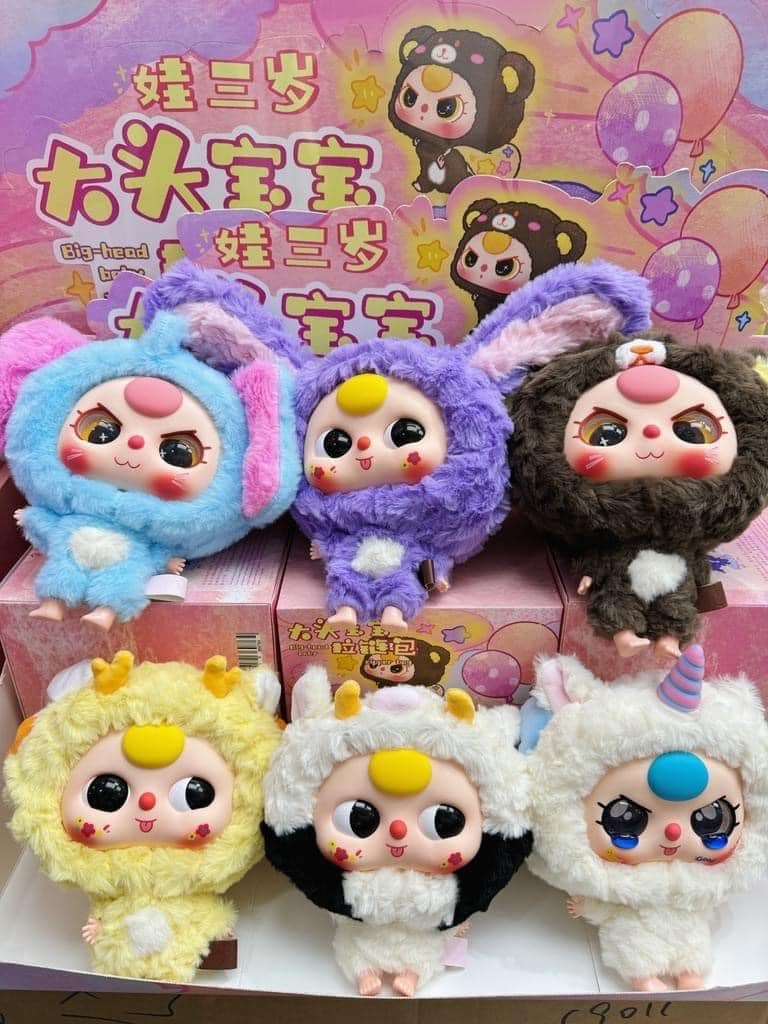 1165 - Baby three Big Head Bé Đầu To Full Set 6 Bé - Baby Three Animal Party Big Cute Plush Series Art Toy [CHÍNH HÃNG]