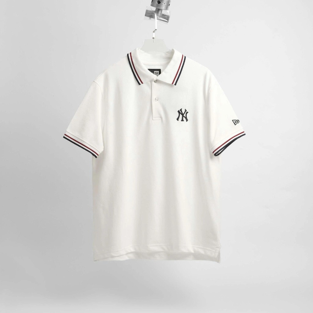 2597 - Áo Polo New Era NY Trắng Cổ Viền Đỏ Đen [HÀNG CHÍNH HÃNG]