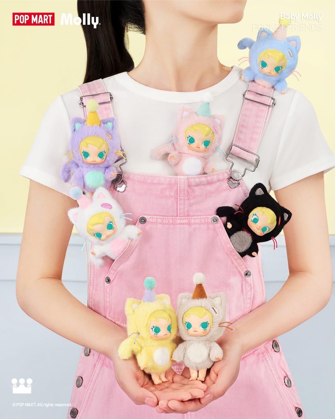 1509 - Baby Molly Pocket Friends - Molly Mèo - POPMART Baby Molly Pocket Friends Series Vinyl Plush Pendant 01008211150 - Set 6 Bé [CHÍNH HÃNG]