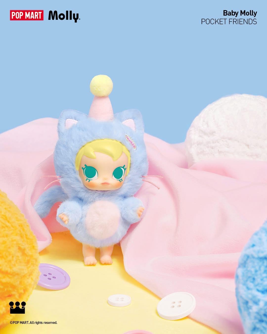 1509 - Baby Molly Pocket Friends - Molly Mèo - POPMART Baby Molly Pocket Friends Series Vinyl Plush Pendant 01008211150 - Set 6 Bé [CHÍNH HÃNG]