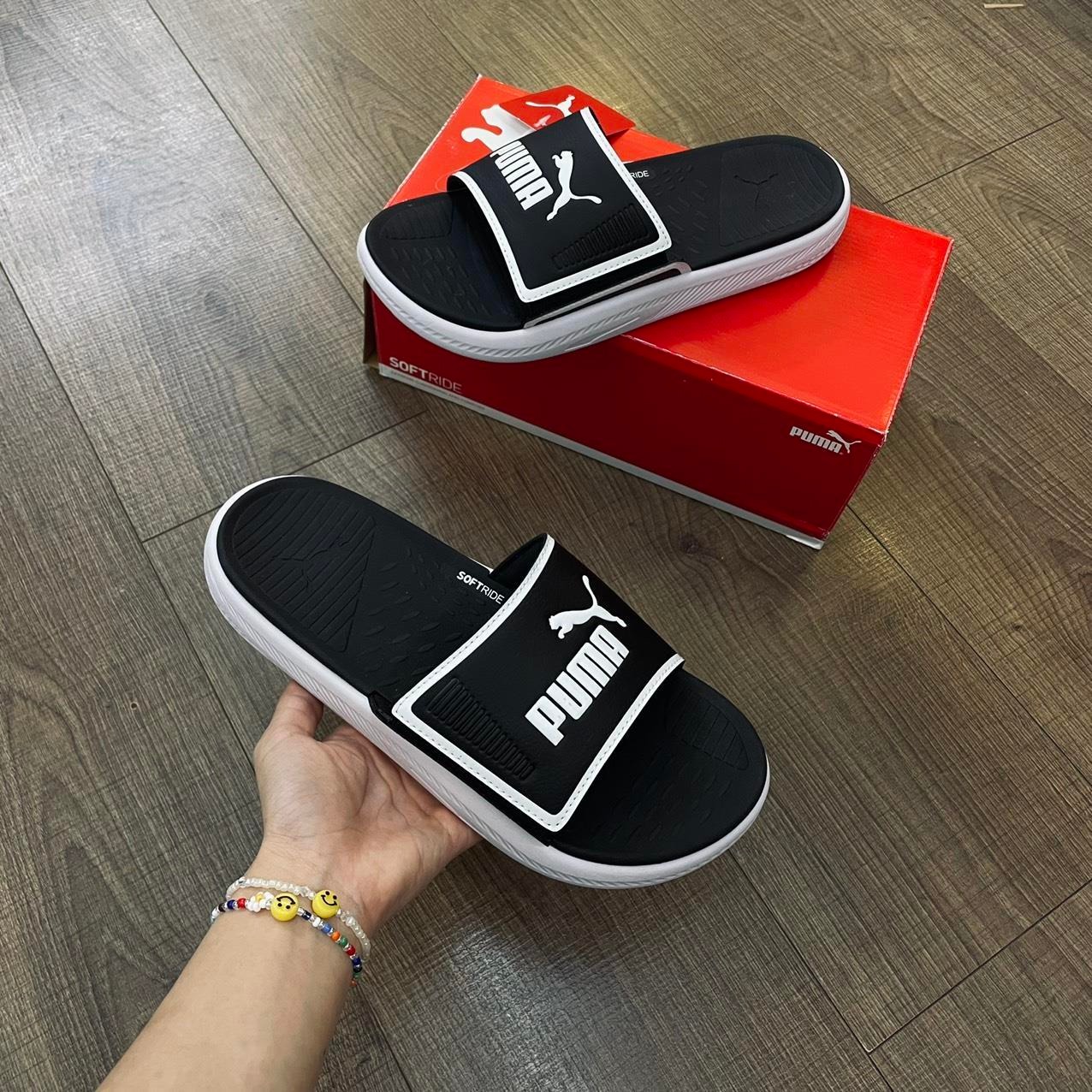 867 -  Dép Puma Softride Slide White Black - Code 382111-01 [HÀNG CHÍNH HÃNG]