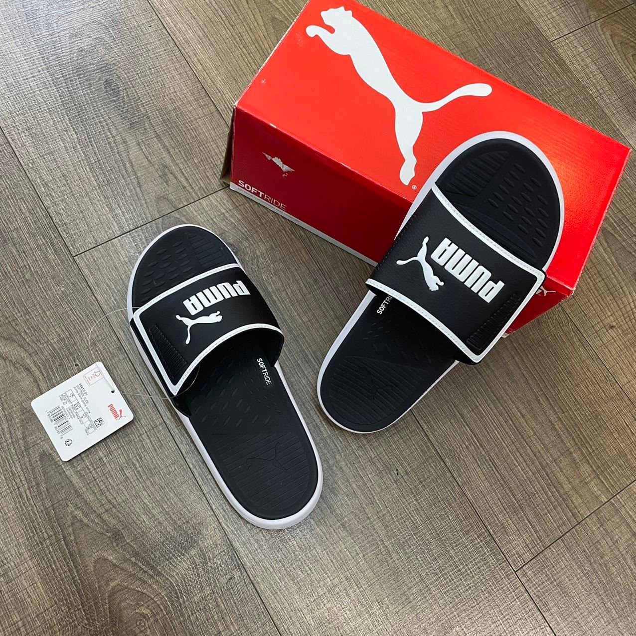 867 -  Dép Puma Softride Slide White Black - Code 382111-01 [HÀNG CHÍNH HÃNG]