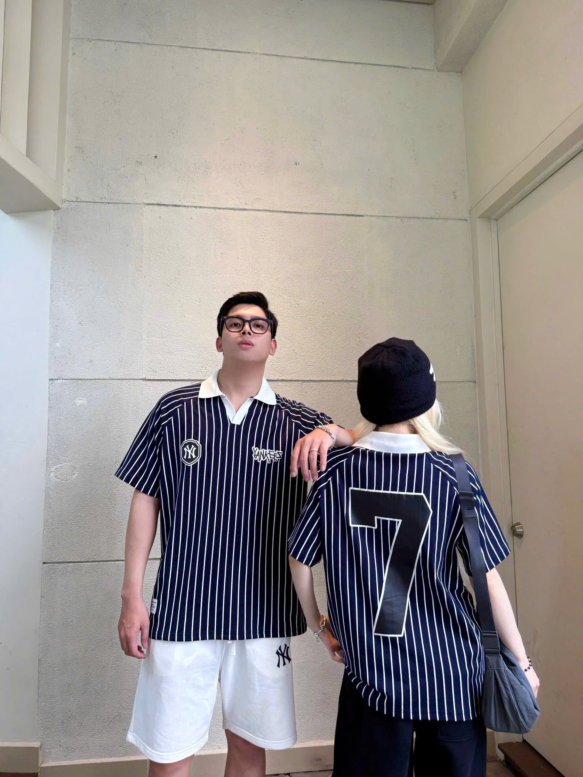 2629 - Áo Polo New Era NY Yankees 07 Xanh Sọc Trắng [HÀNG CHÍNH HÃNG]