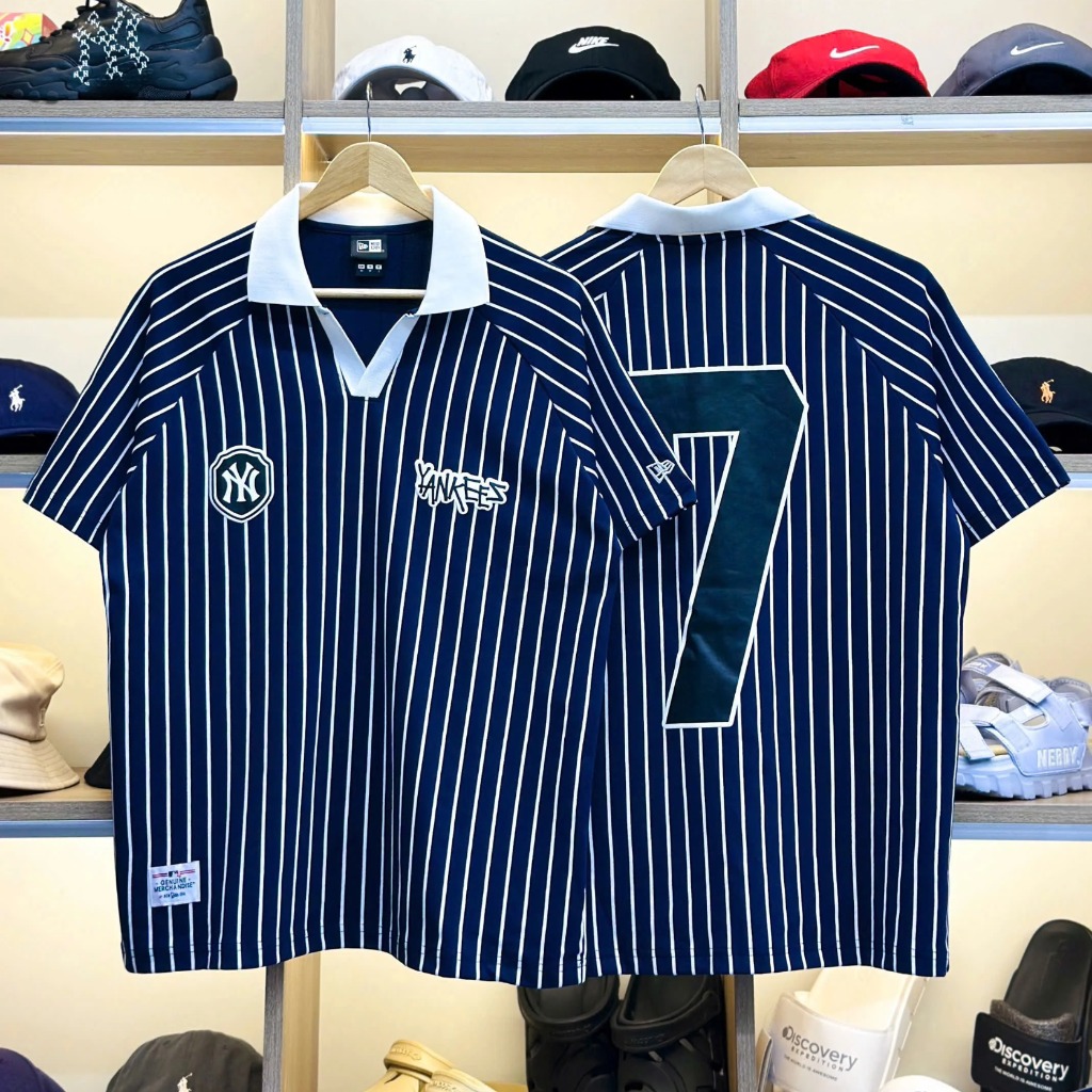 2629 - Áo Polo New Era NY Yankees 07 Xanh Sọc Trắng [HÀNG CHÍNH HÃNG]