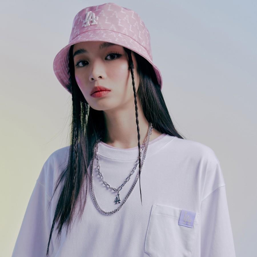 1066 -  Nón MLB LA Bucket Hat Monogram Crayon LA Dodgers - Hồng Pink - Code 32CP30111 07P [HÀNG CHÍNH HÃNG]